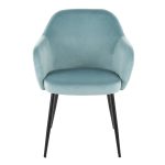 Buena Light Blue Velvet Contemporary Dining Chairs Black Metal (Set of 2) 16 Buena Light Blue Velvet Contemporary Dining Chairs Black Metal (Set of 2)