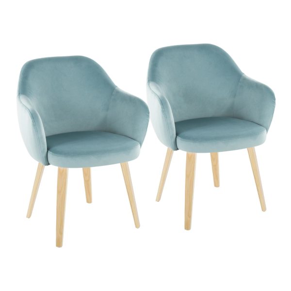 Buena Light Blue Velvet Contemporary Dining Chairs Set of 2 1