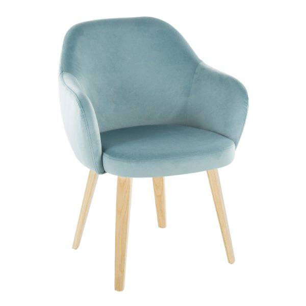 Buena Light Blue Velvet Contemporary Dining Chairs Set of 2 2
