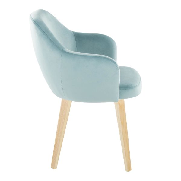 Buena Light Blue Velvet Contemporary Dining Chairs Set of 2 3