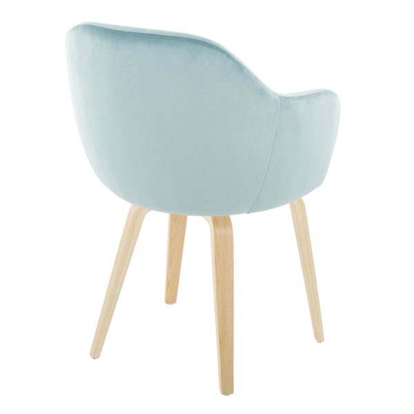 Buena Light Blue Velvet Contemporary Dining Chairs Set of 2 4
