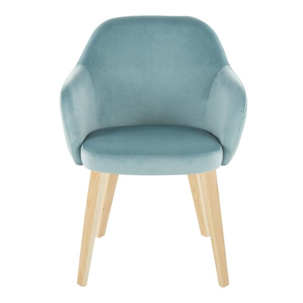 Buena Light Blue Velvet Contemporary Dining Chairs Set of 2 6