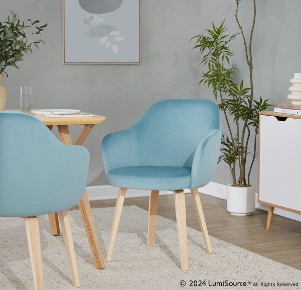 Buena Light Blue Velvet Contemporary Dining Chairs Set of 2