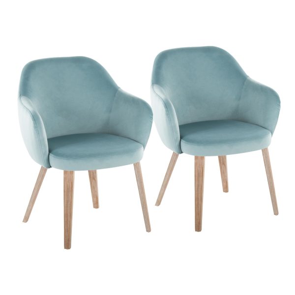 Buena Light Blue Velvet Whitewashed Wood Contemporary Dining Chairs Set of 2 1