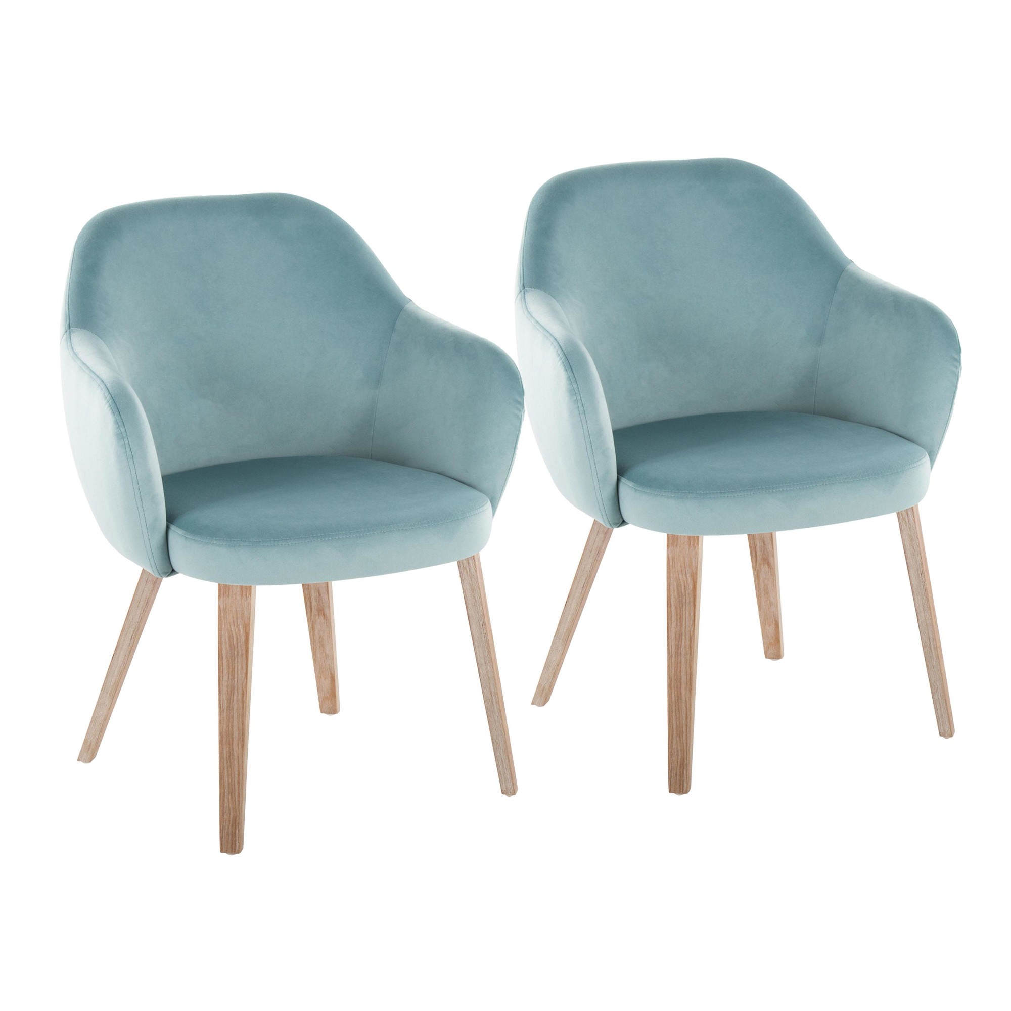 Buena Light Blue Velvet Whitewashed Wood Contemporary Dining Chairs (Set of 2) 2 Buena Light Blue Velvet Whitewashed Wood Contemporary Dining Chairs (Set of 2) - Image 2