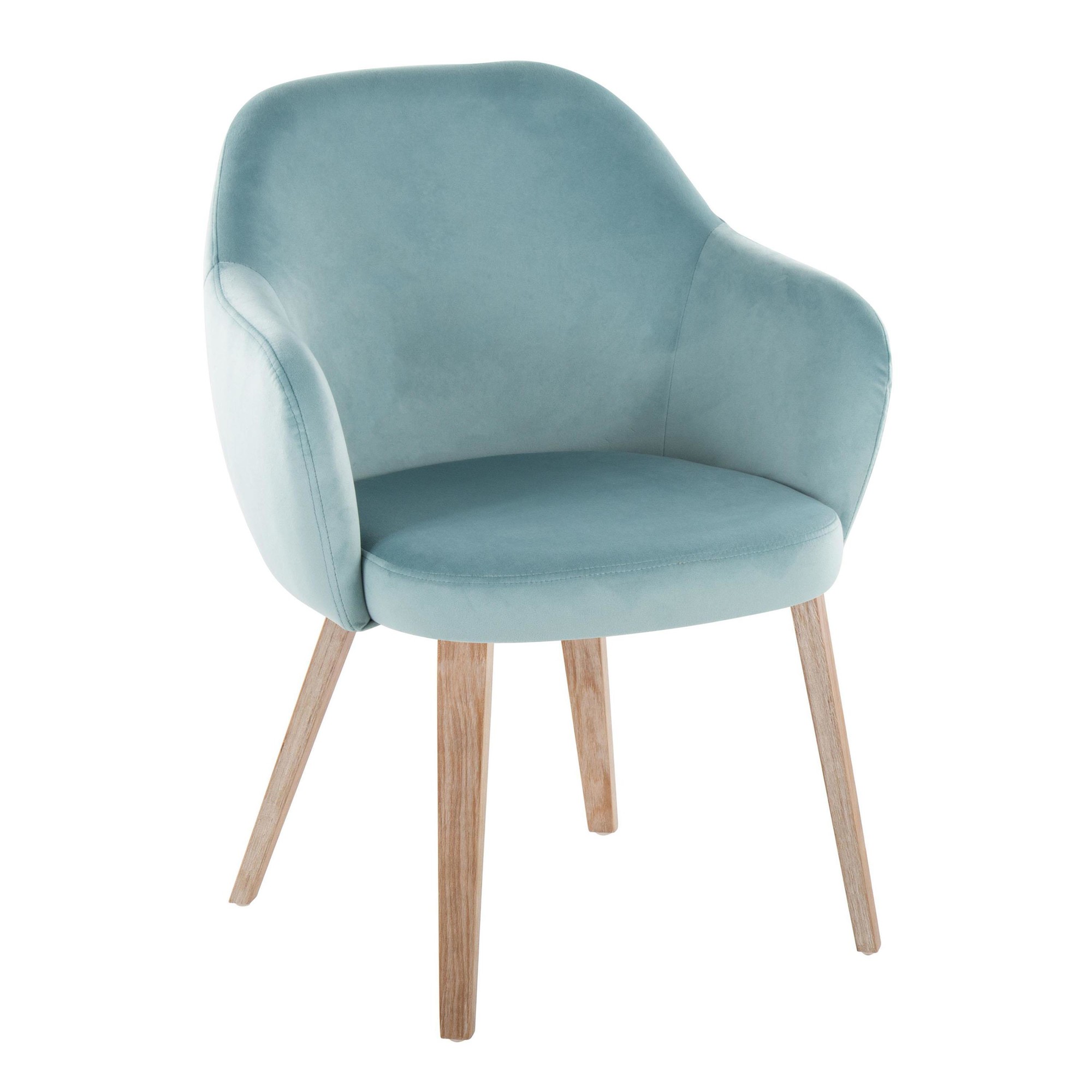 Buena Light Blue Velvet Whitewashed Wood Contemporary Dining Chairs (Set of 2) 3 Buena Light Blue Velvet Whitewashed Wood Contemporary Dining Chairs (Set of 2) - Image 3