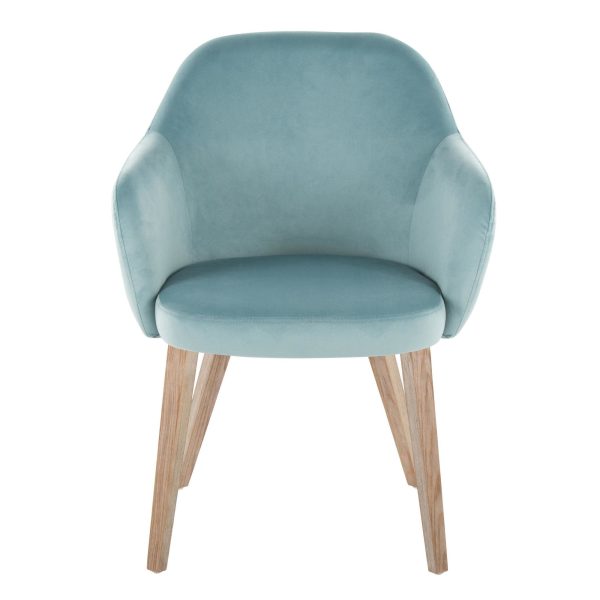 Buena Light Blue Velvet Whitewashed Wood Contemporary Dining Chairs Set of 2 6