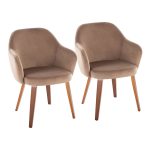 Buena Walnut Wood Brown Velvet Contemporary Dining Chairs (Set of 2) 11 Buena Walnut Wood Brown Velvet Contemporary Dining Chairs (Set of 2)