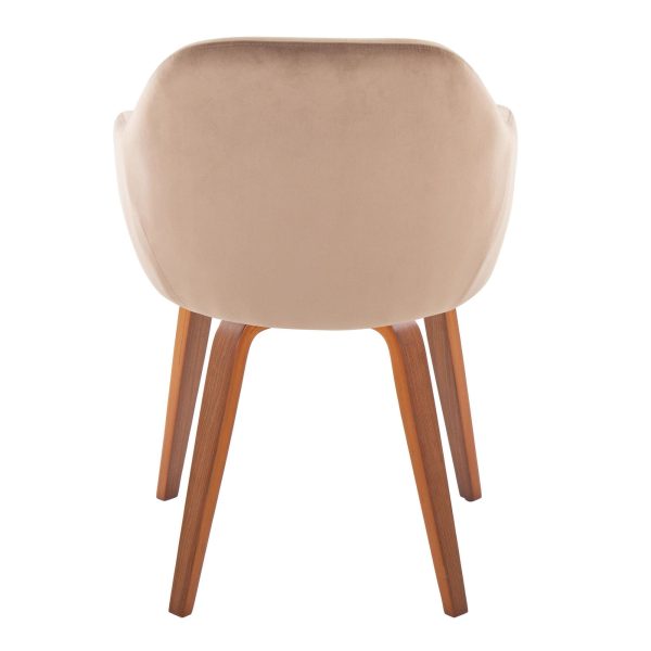 Buena Walnut Wood Brown Velvet Contemporary Dining Chairs Set of 2 5
