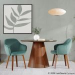 Buena Walnut Wood and Green Velvet Contemporary Dining Chairs (Set of 2) 10 Buena Walnut Wood and Green Velvet Contemporary Dining Chairs (Set of 2)