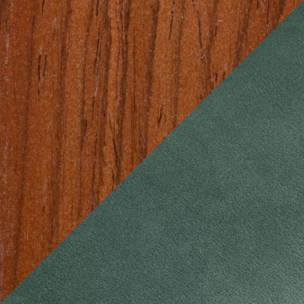 Buena Walnut Wood and Green Velvet Contemporary Dining Chairs Set of 2 8