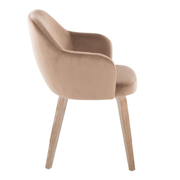 Buena Whitewashed Wood Brown Velvet Contemporary Dining Chairs Set of 2 3