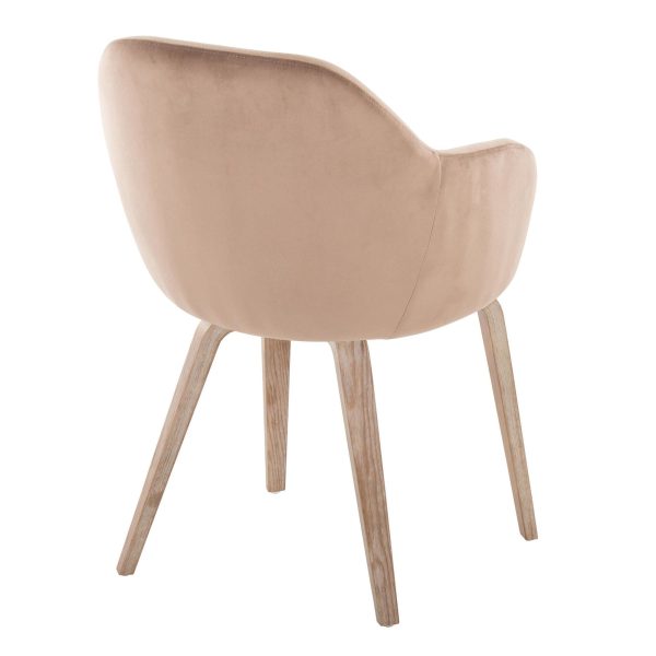 Buena Whitewashed Wood Brown Velvet Contemporary Dining Chairs Set of 2 4