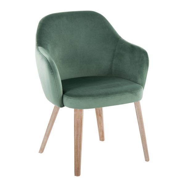 Buena Whitewashed Wood and Green Velvet Contemporary Dining Chairs Set of 2 2