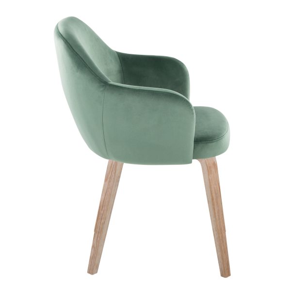 Buena Whitewashed Wood and Green Velvet Contemporary Dining Chairs Set of 2 3