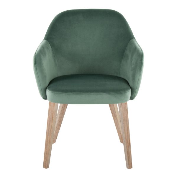 Buena Whitewashed Wood and Green Velvet Contemporary Dining Chairs Set of 2 6