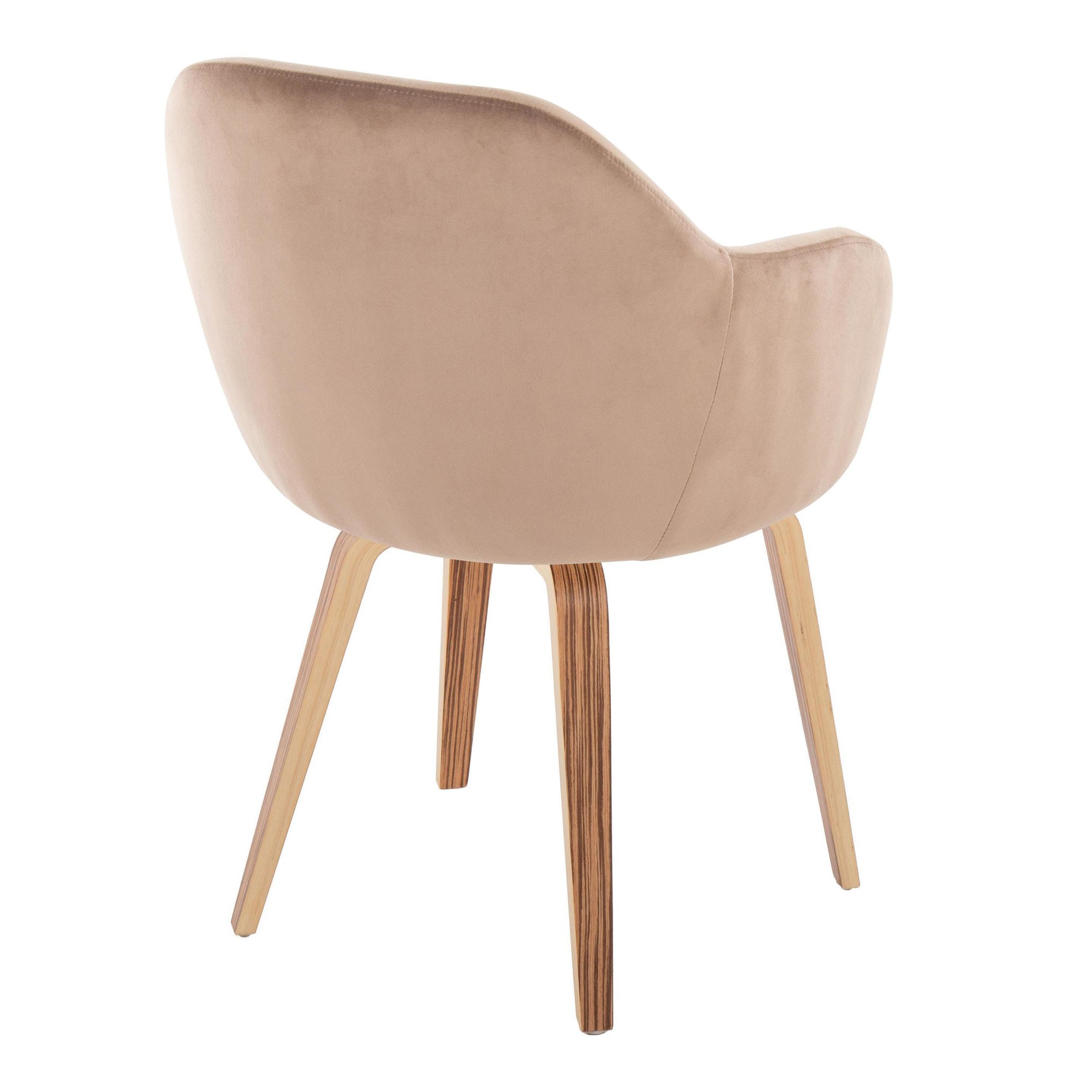 Buena Zebra Wood Brown Velvet Contemporary Dining Chairs (Set of 2) 5 Buena Zebra Wood Brown Velvet Contemporary Dining Chairs (Set of 2) - Image 5