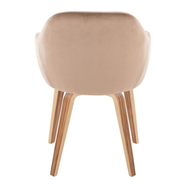 Buena Zebra Wood Brown Velvet Contemporary Dining Chairs Set of 2 5