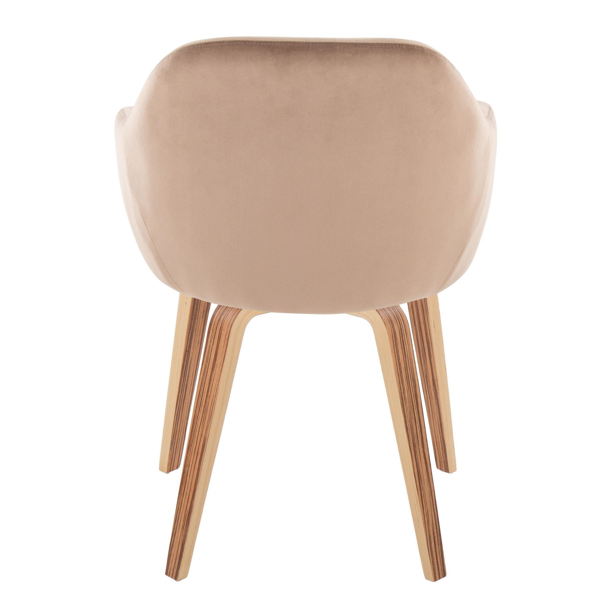 Buena Zebra Wood Brown Velvet Contemporary Dining Chairs (Set of 2) 6 Buena Zebra Wood Brown Velvet Contemporary Dining Chairs (Set of 2) - Image 6