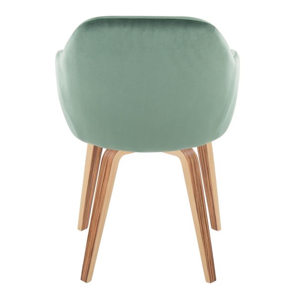 Buena Zebra Wood Green Velvet Contemporary Dining Chairs Set of 2 5