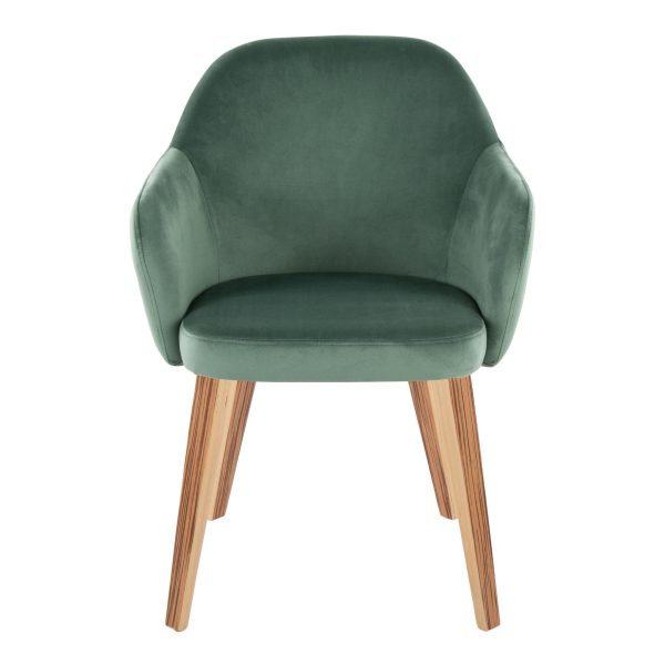 Buena Zebra Wood Green Velvet Contemporary Dining Chairs Set of 2 6