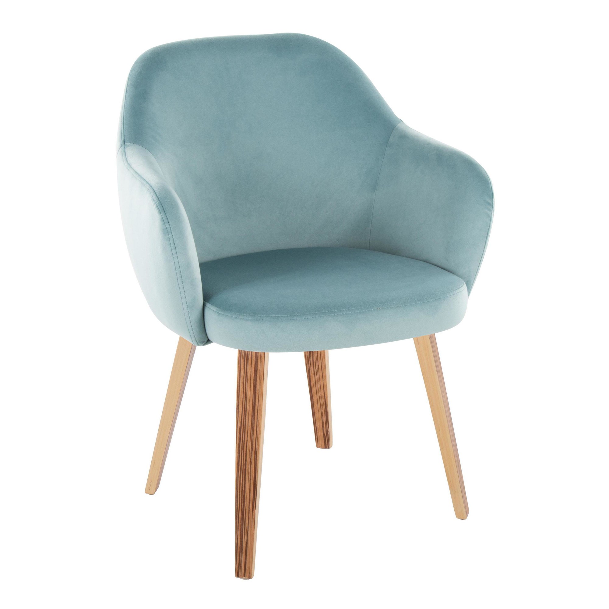 Buena Zebra Wood Light Blue Velvet Contemporary Dining Chairs (Set of 2) 3 Buena Zebra Wood Light Blue Velvet Contemporary Dining Chairs (Set of 2) - Image 3