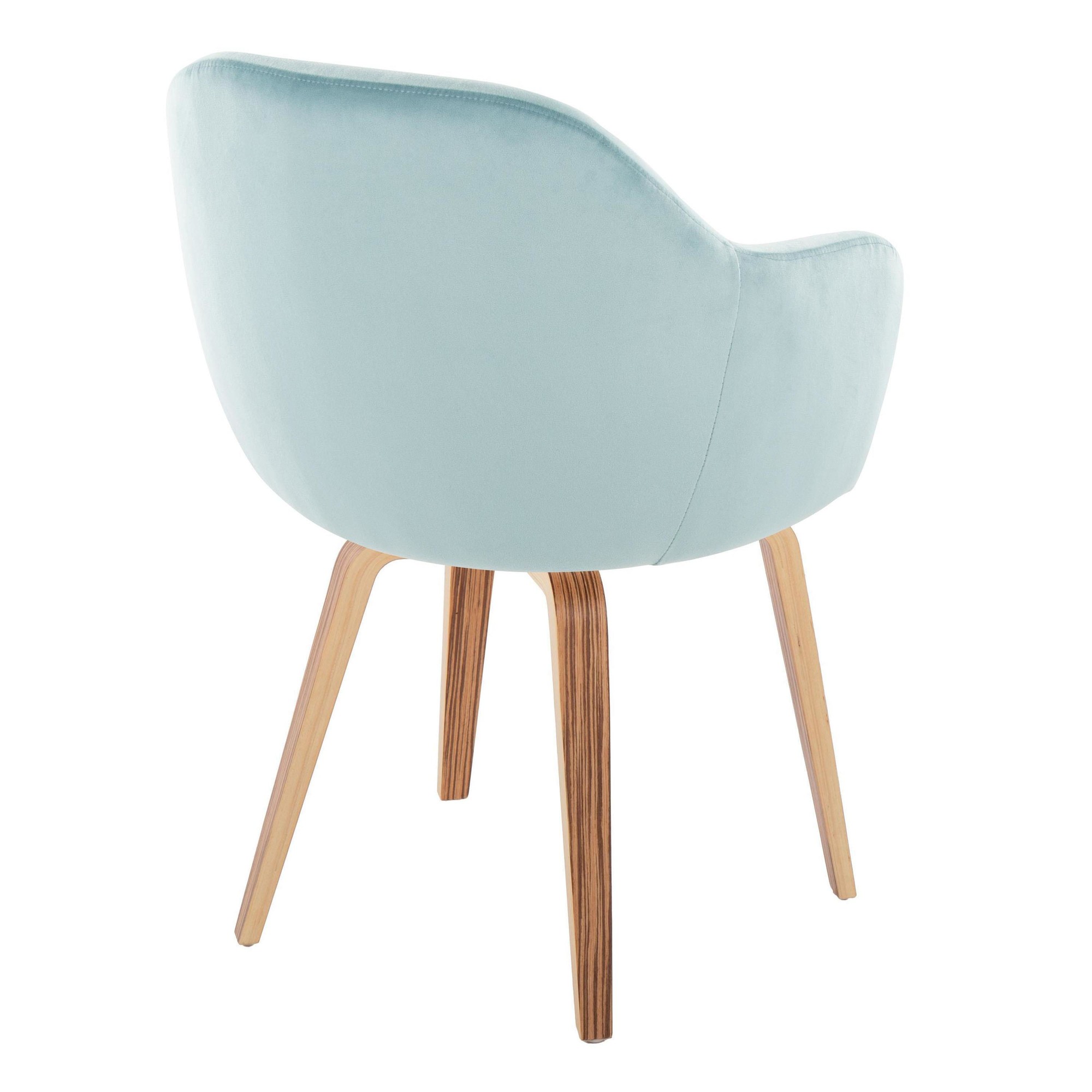Buena Zebra Wood Light Blue Velvet Contemporary Dining Chairs (Set of 2) 5 Buena Zebra Wood Light Blue Velvet Contemporary Dining Chairs (Set of 2) - Image 5