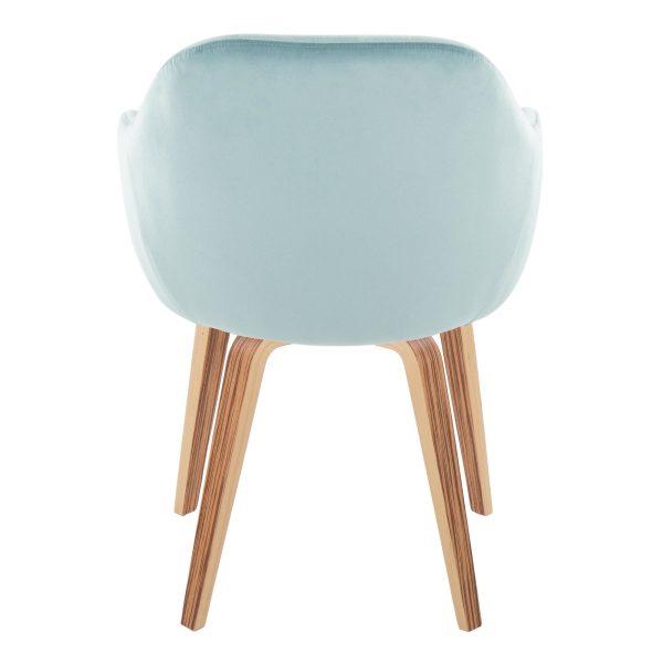 Buena Zebra Wood Light Blue Velvet Contemporary Dining Chairs Set of 2 5