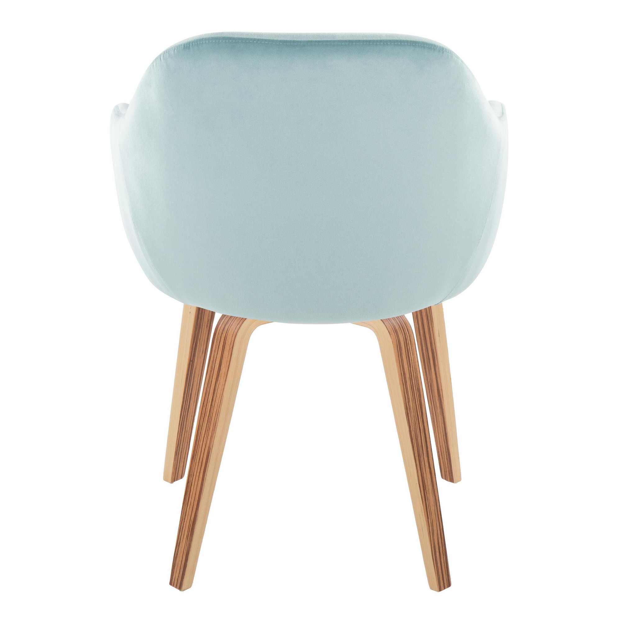 Buena Zebra Wood Light Blue Velvet Contemporary Dining Chairs (Set of 2) 6 Buena Zebra Wood Light Blue Velvet Contemporary Dining Chairs (Set of 2) - Image 6