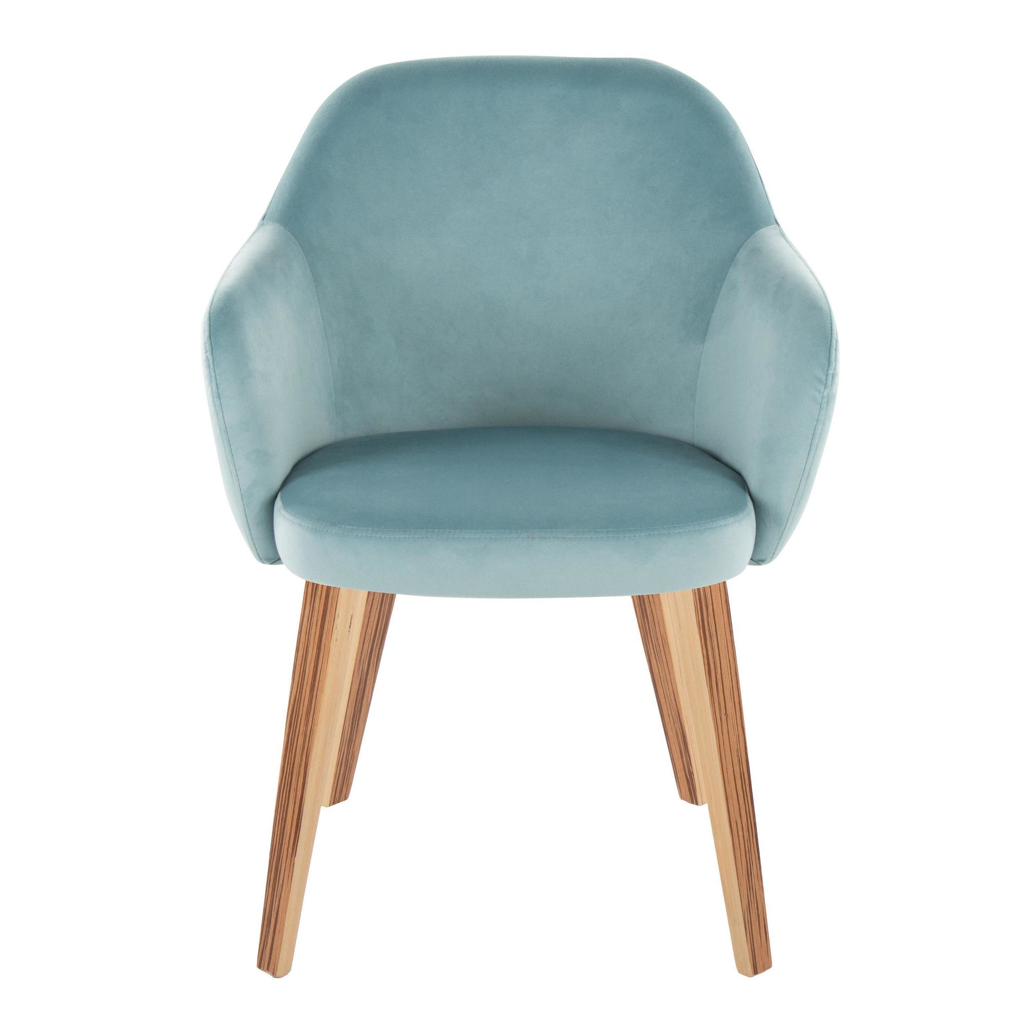 Buena Zebra Wood Light Blue Velvet Contemporary Dining Chairs (Set of 2) 7 Buena Zebra Wood Light Blue Velvet Contemporary Dining Chairs (Set of 2) - Image 7