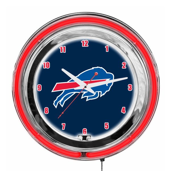 Buffalo Bills 14 Inch Neon Chrome Clock NFL Licensed 1