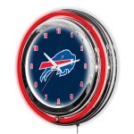 Buffalo Bills 14 Inch Neon Chrome Clock NFL Licensed