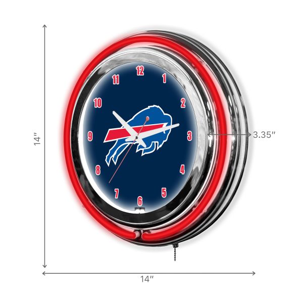 Buffalo Bills 14 Inch Neon Chrome Clock NFL Licensed 3