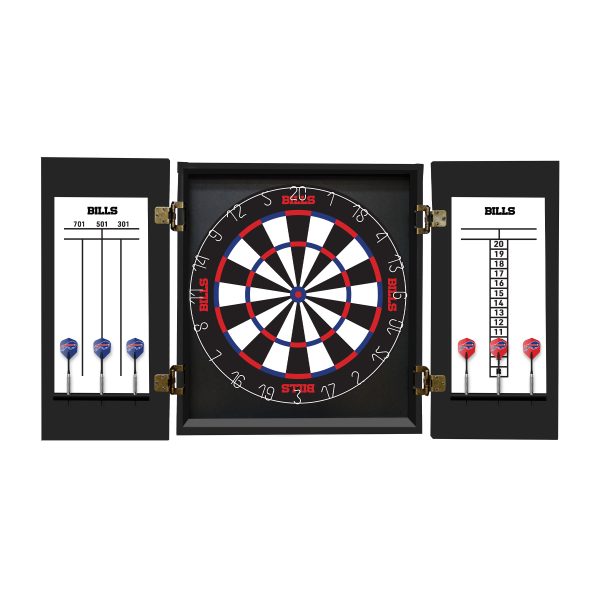 Buffalo Bills Bristle Dartboard Cabinet Set 4