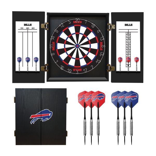 Buffalo Bills Bristle Dartboard Cabinet Set 6