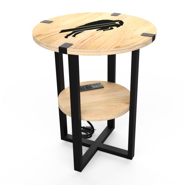 Buffalo Bills Laser Etched Round Charging Station Side Table 1