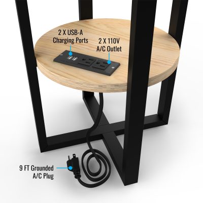 Buffalo Bills Laser Etched Round Charging Station Side Table
