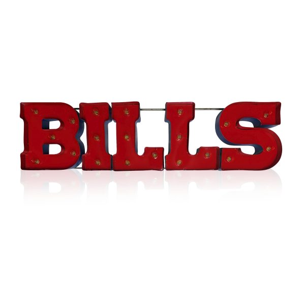 Buffalo Bills Lighted Recycled Metal Wordmark Logo Sign 4