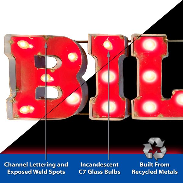 Buffalo Bills Lighted Recycled Metal Wordmark Logo Sign 5