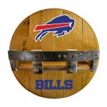 Buffalo Bills Oak Whiskey Barrel Bar Shelf