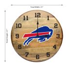 Buffalo Bills Oak Whiskey Barrel Clock Authentic Kentucky Made