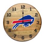 Buffalo Bills Oak Whiskey Barrel Clock Authentic Kentucky Made