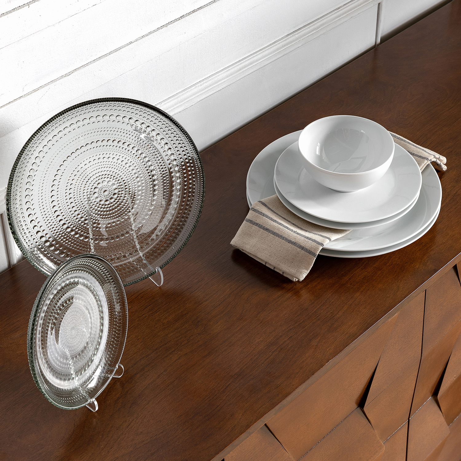 Bulanini Walnut 4-Door, 2-Shelf Solid Wood Sideboard TV Stand 4 Bulanini Walnut 4-Door, 2-Shelf Solid Wood Sideboard TV Stand - Image 4