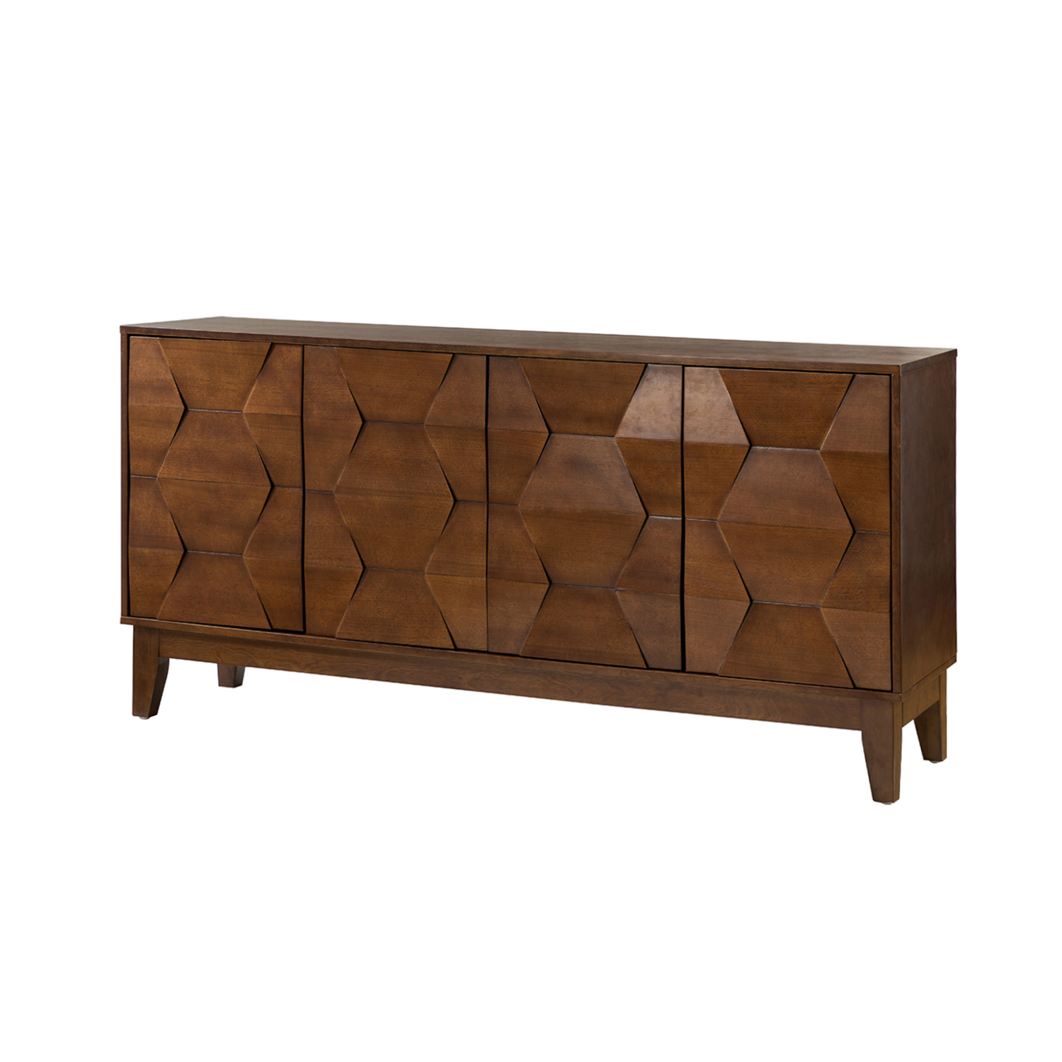 Bulanini Walnut 4-Door, 2-Shelf Solid Wood Sideboard TV Stand 5 Bulanini Walnut 4-Door, 2-Shelf Solid Wood Sideboard TV Stand - Image 5