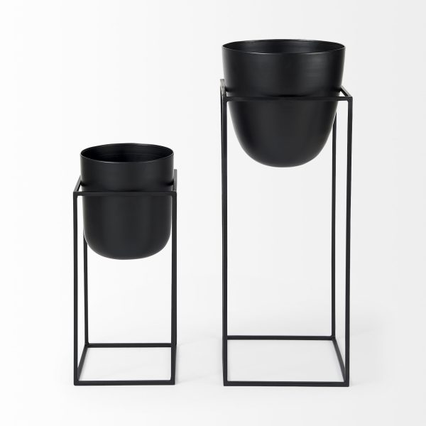 Bumble Set of 2 12L x 12W x 32H Black Plant Stands 4