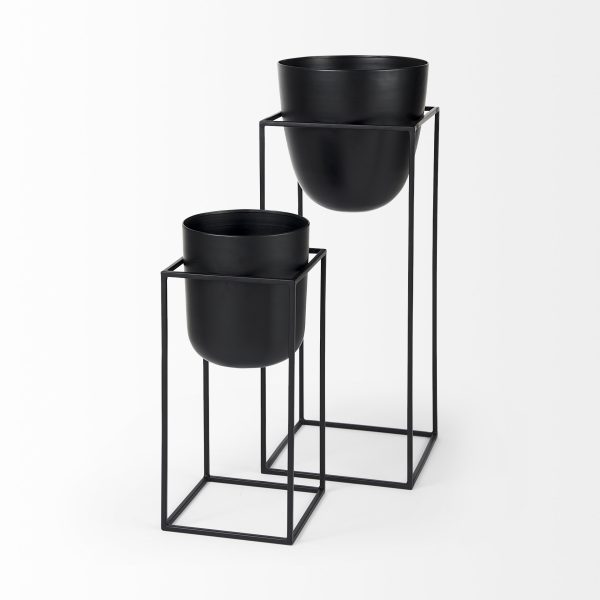 Bumble Set of 2 12L x 12W x 32H Black Plant Stands 5