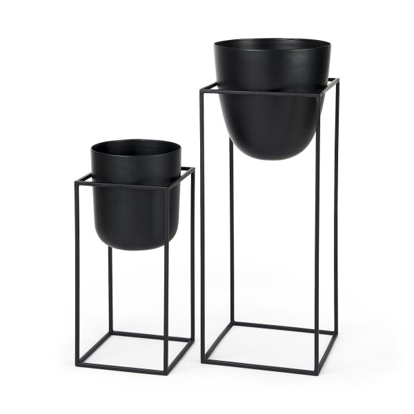 Bumble Set of 2 12L x 12W x 32H Black Plant Stands