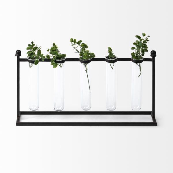 Bunsen Black Metal Five Glass Test Tube Vase 3