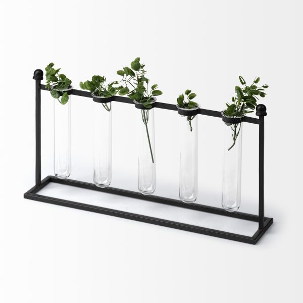 Bunsen Black Metal Five Glass Test Tube Vase 4