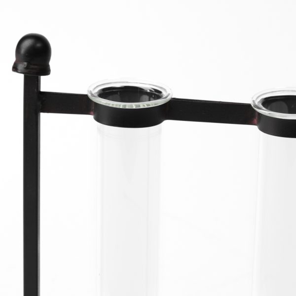 Bunsen Black Metal Five Glass Test Tube Vase 5